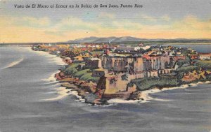 Morro Castle Bahia San Juan Puerto Rico 1940s linen postcard