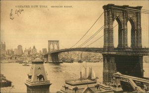 New York City Brooklyn Bridge c1905 Postcard TUCK #1006