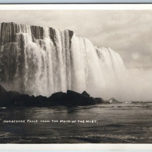 c1930s Niagara Falls NY RPPC Horseshoe Falls Maid of the Mist Boat Postcard A199