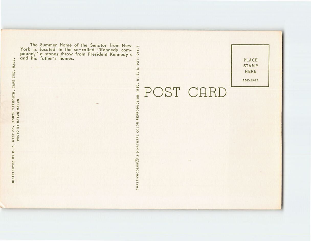 Postcard Summer Home of Senator Robert F. Kennedy, Hyannis Port ...