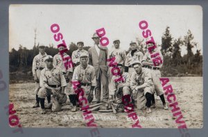 Elcho WISCONSIN RPPC c1910 BASEBALL TEAM Uniforms nr Rhinelander Antigo COACH WI