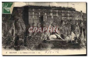 Old Postcard Belfort Castle and Lion