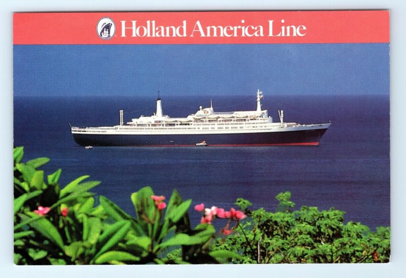 SS Rotterdam Ship Ocean Liner Holland America Line Postcard