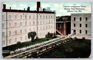 Jefferson City Missouri~State Penitentiary~Convicts Leaving Bldg~1909 Postcard