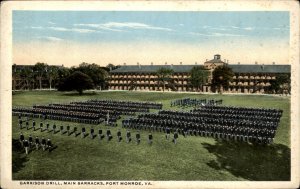 Fort Monroe Virginia Main Barracks Garrison Drill c1900-20s Vintage Postcard