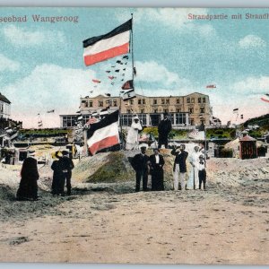 c1900s Wangerooge Germany Beach Strandhotel Gerken North Sea Resort Flag PC A191