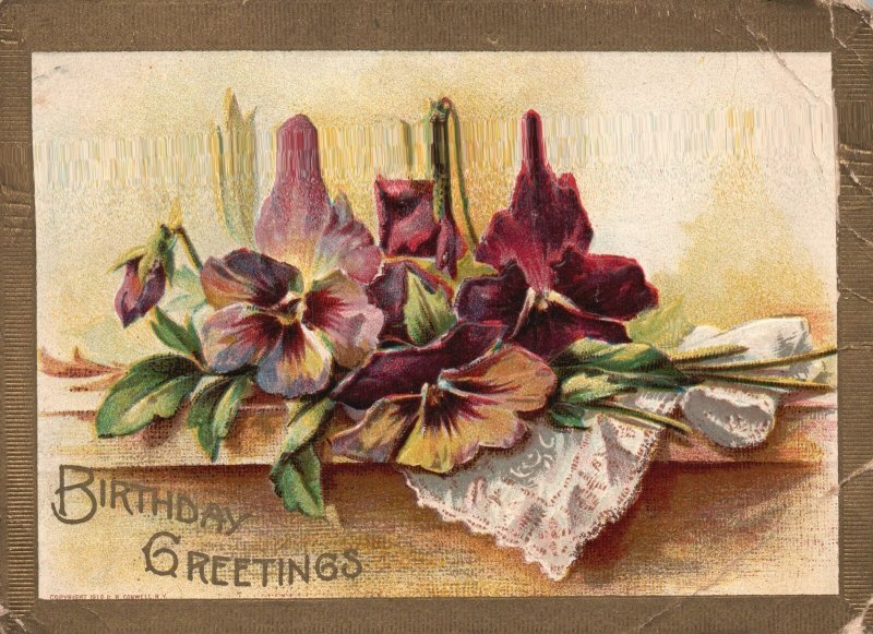 Vintage Postcard 1910's Happy Birthday Flowers Lily Floral Decoration Greetings 