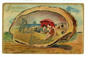 MA - Revere Beach Amusement Park. Souvenir, Shell Border (glitter)