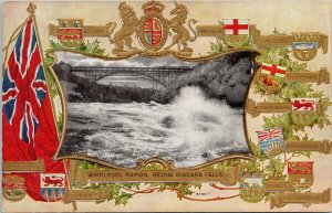 Whirlpool Rapids Niagara Falls Ontario Embossed Flags Crests c1908 Postcard F33