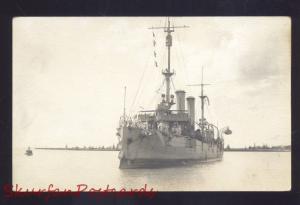 RPPC U.S. NAVY BATTLESHIP MANILA PHILIPPINES MILITARY SHIP REAL PHOTO POSTCARD