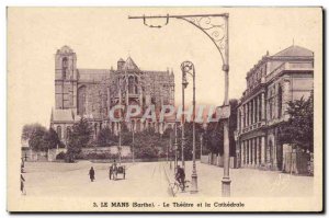 Old Postcard Le Mans Le Theater and the Cathedral