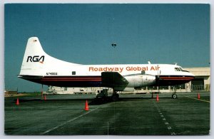 Airplane Postcard Roadway Global Air Airlines Convair CV-600 Raleigh Durham CK9