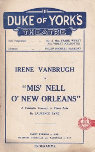 Irene Vanbrugh Miss Mus' Nell O' Of New Orleans Comedy Theatre Programme