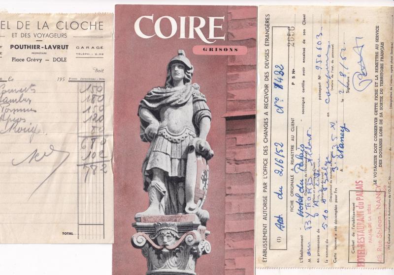 Hotel De La Cloche Grisonn Coire Nancy 3x Receipt Guide s