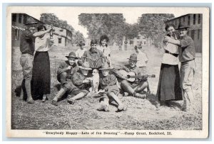 1918 Everybody Happy Lots Fun Dancing Camp Grant Rockford Illinois Postcard