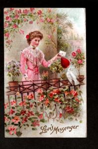 U S 1910 Love's Messenger Picture Postcard!