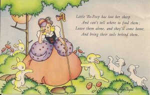 Nursery Rhyme, Little Bo Peep, Lambs, Bunny Rabbits 1920-30 Artist Signed