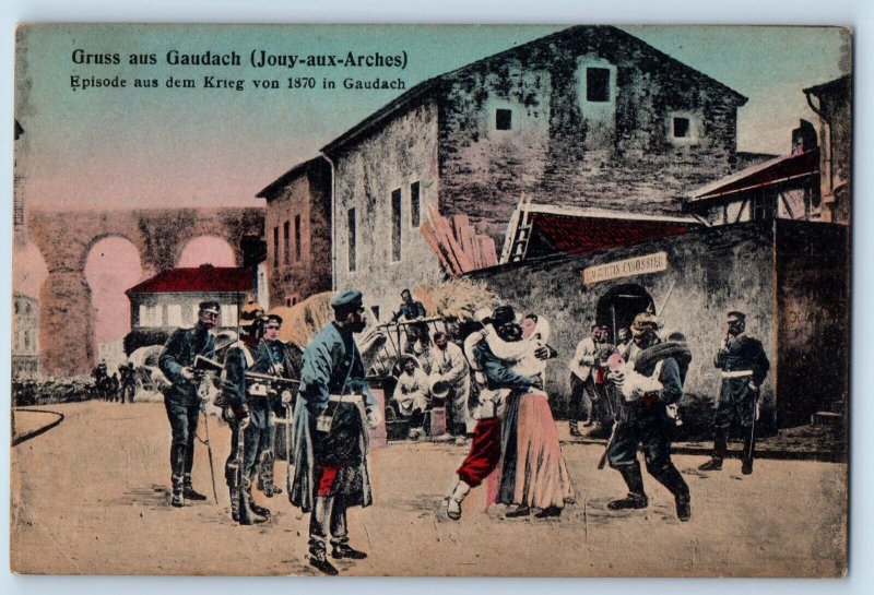 France Postcard War Episode Greetings from Gaudach (Jouy-Aux-Arches) c1910