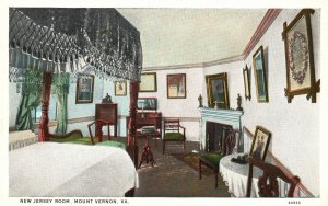 Vintage Postcard New Jersey Guest Room Mount Vernon Virginia B. S. Reynolds Pub.