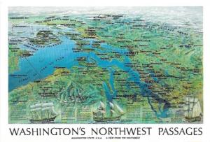 Washington's Northwest Passages.  Smart Card.  Map, ships