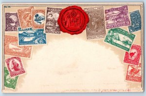 New Zealand Postcard Seal Zieher Stamps c1910's Unposted Antique