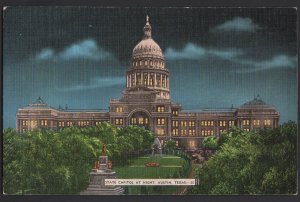 Texas AUSTIN State Capitol Dome at Night Illuminated ~ Linen