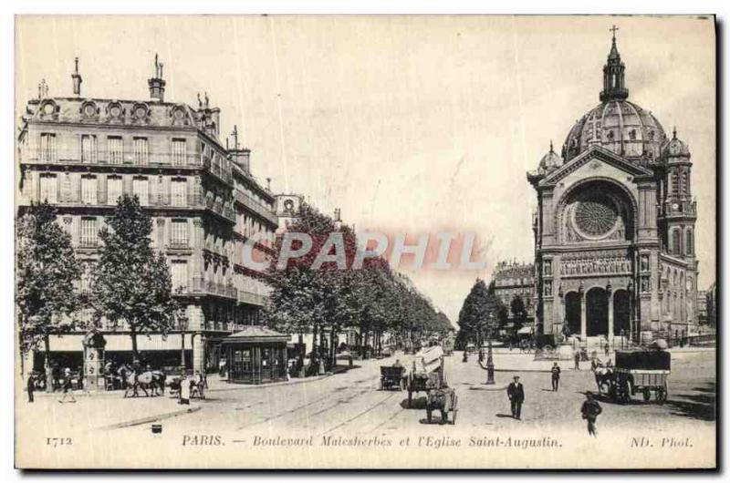 Old Postcard Paris Boulevard Malesherbes And I & # 39Eglise Augustine