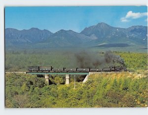 Postcard A steam locomotive Kiyosato Plateau Yatsugatake Foothills Japan