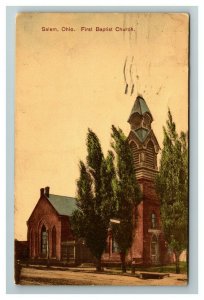 Vintage View of First Baptist Church, Salem OH c1921 Postcard L20