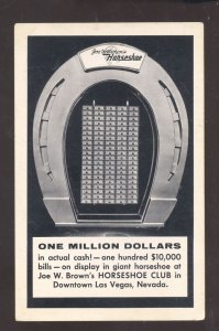 LAS VEGAS NEVADA HORSESHOE CLUB CASINO MILLION DOLLARS ADVERTISING POSTCARD