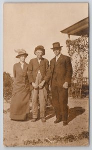 RPPC Victorian Couple with Very Old Man Pretty Woman Real Photo Postcard I21