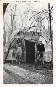 G63/ Native American Indian Postcard c1940 Tama Iowa Indian Home Men 10