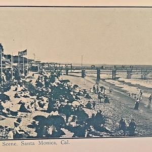 Postcard  Early 1900 View of a Midwinter Beach  Scene in Santa Monica, CA.  X8