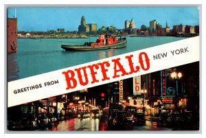 Postcard NY Greetings From BUFFALO New York Banner Multi View Card