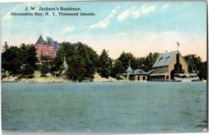 J.W. Jackson Residence, Alexandria Bay NY Thousand Islands c1914 Postcard F55 