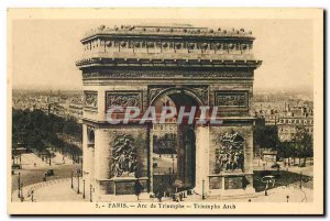 Old Postcard Paris Arc de Triomphe