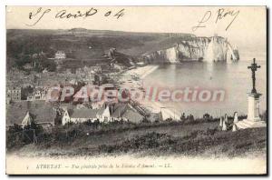 Postcard Old Etretat general view taken from the Cliff of Upstream