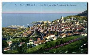 Old Postcard La Turbie Vue Generale and the Principality of Monaco