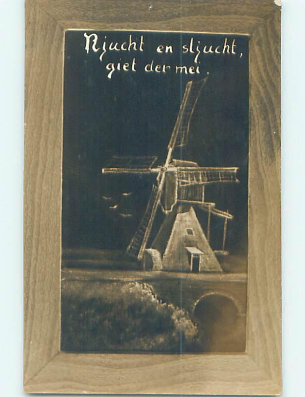 Unused Divided-Back new year foreign WINDMILL BY THE BRIDGE o4740