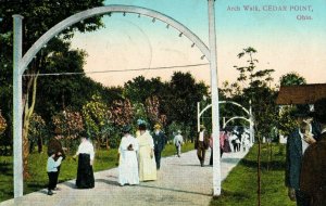 Circa 1910 Arch Walk Cedar Point OH Ladies Fancy Dresses Hats Men Postcard A6