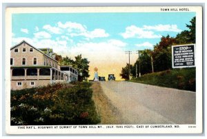 Cumberland Maryland Postcard The National Highway At Summit Of Town Hill c1920's