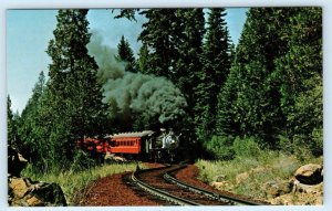 2 Postcards McCLOUD, California CA ~ Train Engine SHASTA HUFFEN PUFF c1960s 
