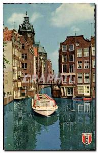 Old Postcard Netherlands Amsterdam Small ecluse