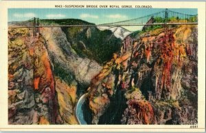 Suspension Bridge over Royal Gorge Postcard Colorado