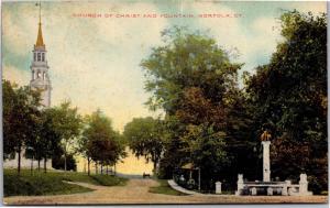 Church of Christ and Fountain, Norfolk Connecticut Vintage Postcard M02