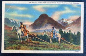 Mint USA Color Picture Postcard Native Americana Indians On The Old Travois Trai