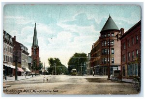 c1905 Main Street Looking East Southbridge Massachusetts MA Postcard