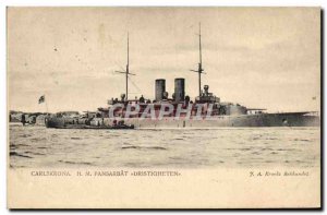 Old Postcard warship Carlskrona HM Pansarbat Dristigheten Sweden Sweden
