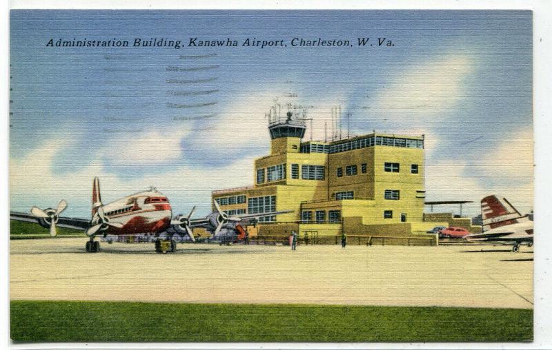 Planes Kanawha Airport Terminal Charleston West Virginia 1962 postcard