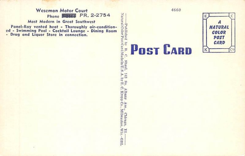 Weseman Motor Court Postcard